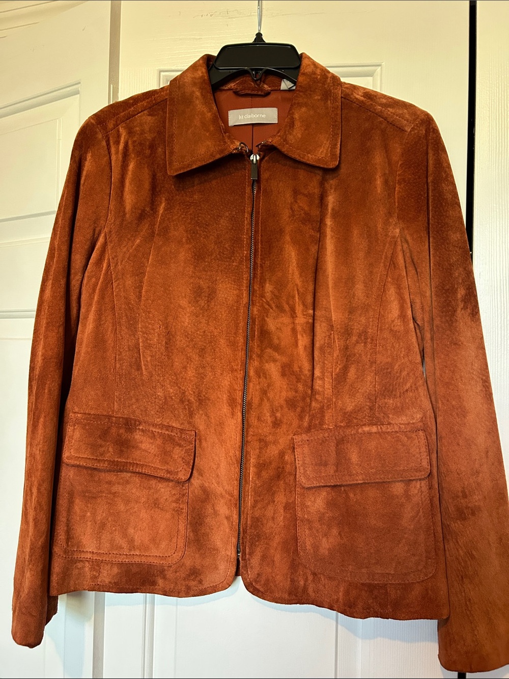 Liz Claiborne Rust Suede Zip-Front Jacket SzL